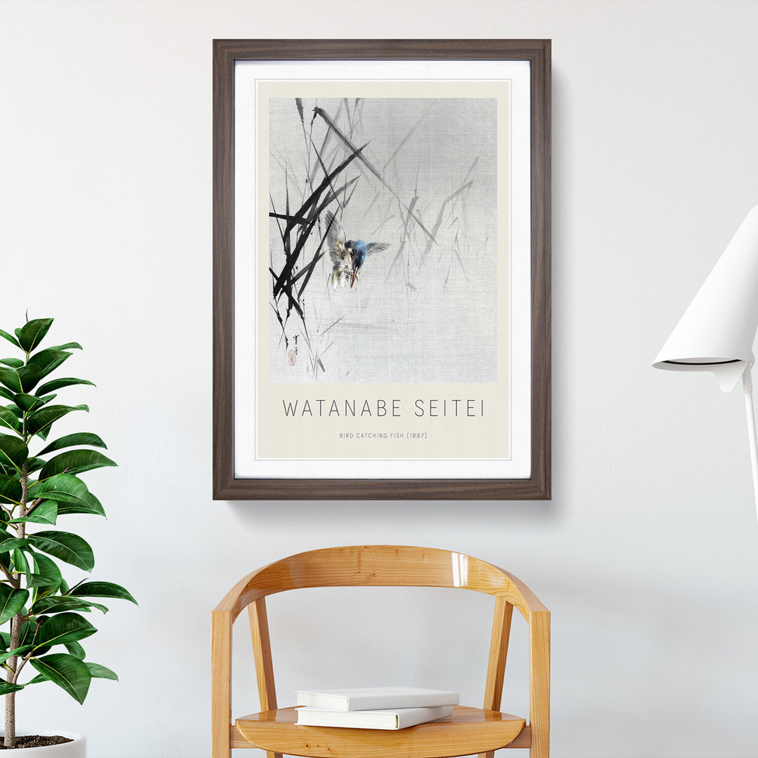 Bird Catching a Fish by Watanabe Seitei - Picture Frame Art Prints