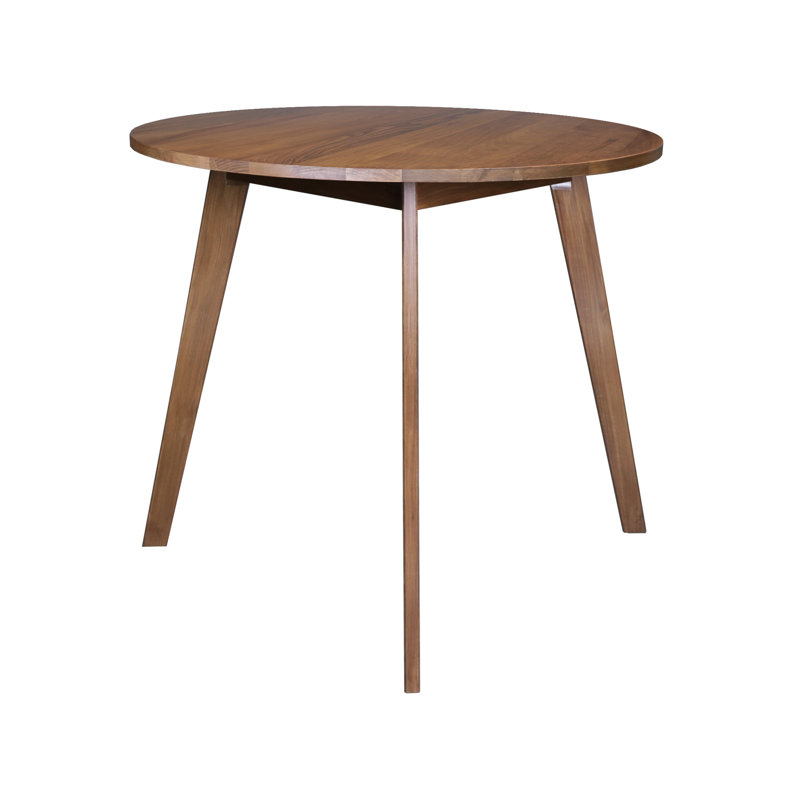 Stacie Round Solid Wood Dining Table, Walnut