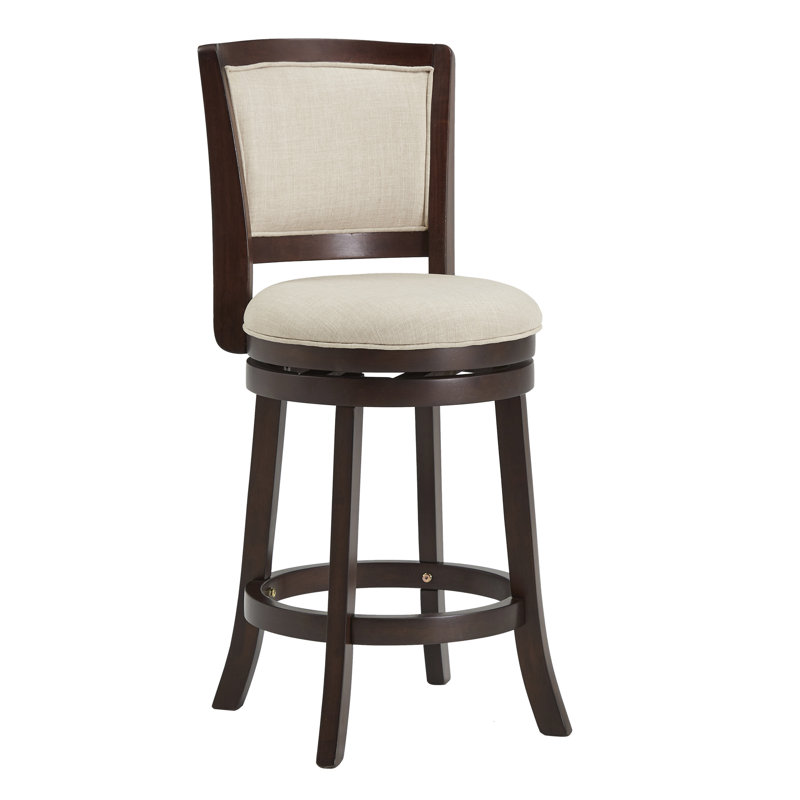 Ametra Swivel Counter & Bar Stool, Counter Stool (24.37" Seat Height), Beige, Cherry