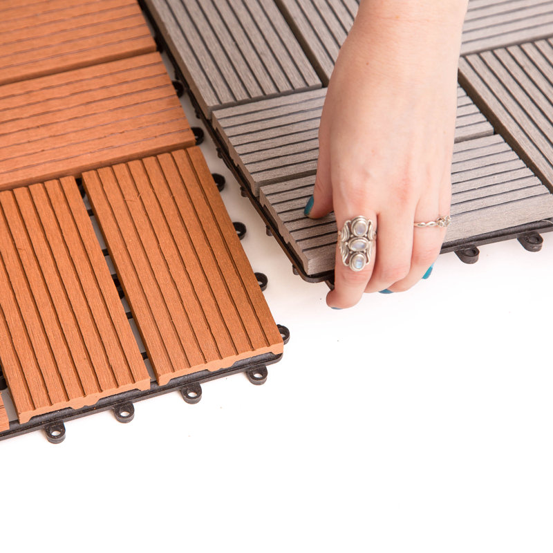 Helios 12'' L x 12'' W Composite Interlocking Deck Tile in Red