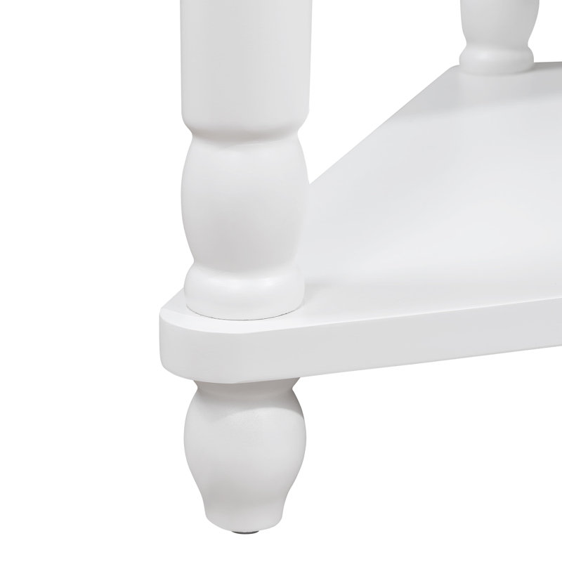 Console de 34 po avec tablettes et tablettes latérales pour petits espaces, Blanc, Blanc