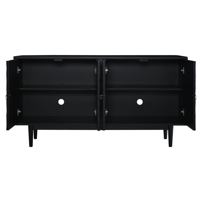 4-door Sideboard with Convex Pattern Doors, Black