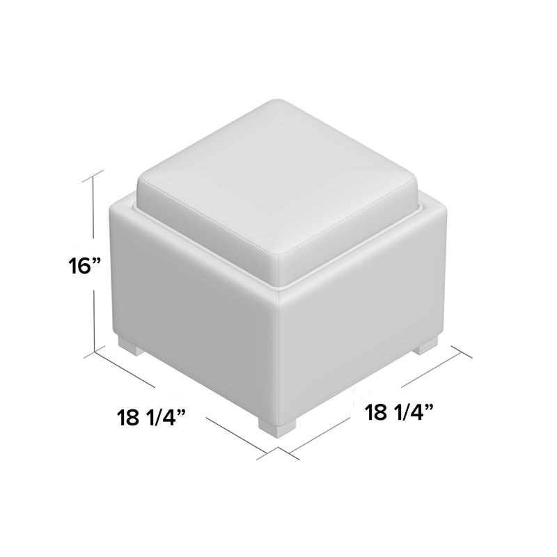 Wilkinson 46cm Wide Genuine Leather Square Solid Colour Standard Ottoman with Storage, Black