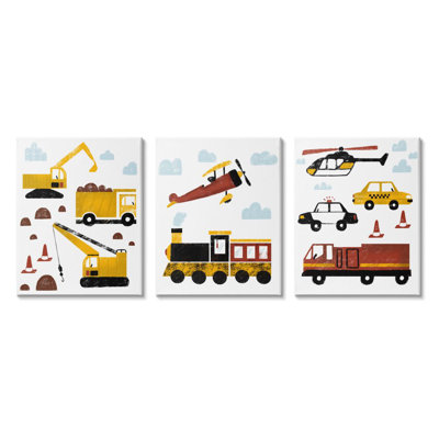 Ensemble de voyage et construction de wagons routiers par Daphne Polselli-ensemble de 3 reproductions d’art graphique