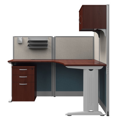 Panneau de poste de travail L 65 po x P 65 po Regency Instant Office avec rangement et accessoires en cerisier Hansen