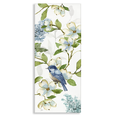 "Dogwood Flowers & Bird", art mural sur toile par Nan