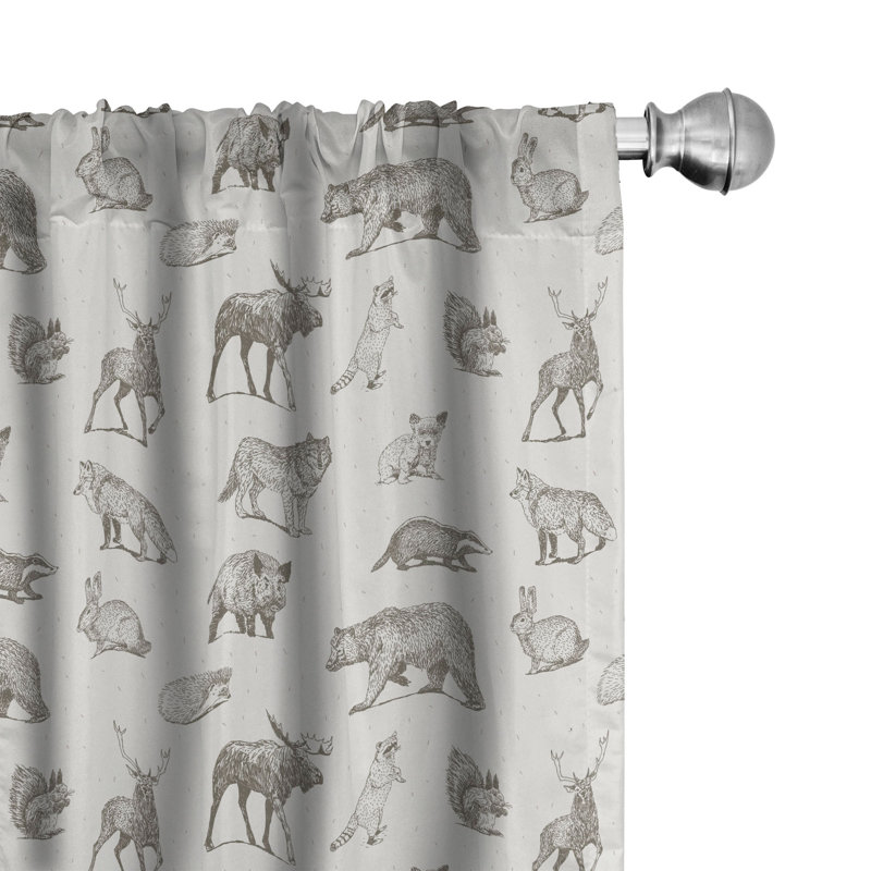 Animals Semi-Sheer Rod Pocket Curtain Panels, 28" x 84"