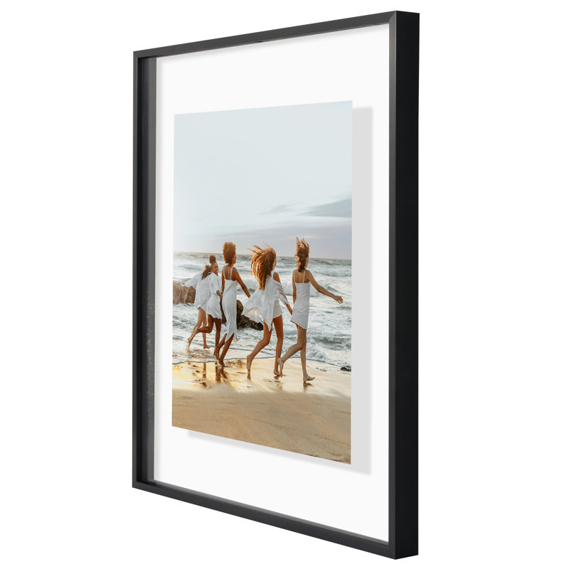 Wakas Sleek Aluminum Floating Picture Frame, 16" x 20", Black