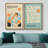 Classical Artwork Geometric Teal Abstract Mid-Century Modern Picture Framed Canvas 2 Pieces Print Wall Art-71660108-71660109