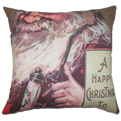 Coussin rétro-père noël naturel Holiday
