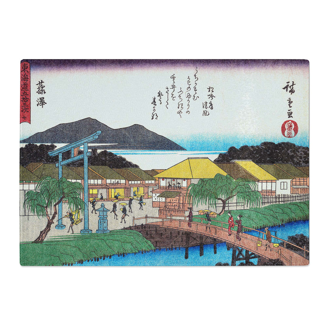 Tempered Glass Bridge over the River by Utagawa Hiroshige Chopping Board