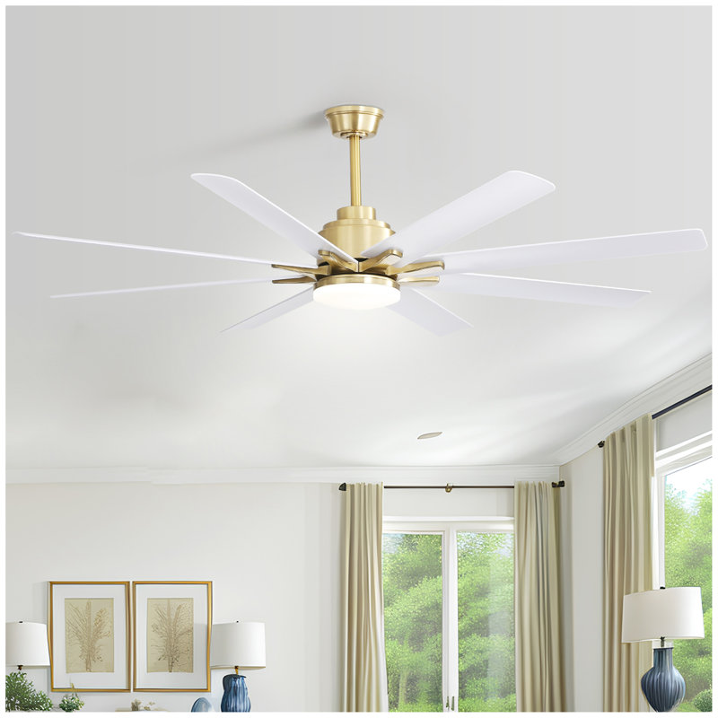 Ventilateur de plafond 66 pouces à profil bas en ABS avec lumières à intensité variable et moteur à courant continu réversible silencieux à 6 vitesses pour l'intérieur