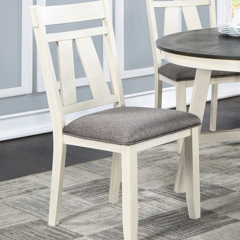 De 2 chaises de salle à manger avec revêtement gris et blanc, fabrication en bois, base en bois Essentials Room, Splendor