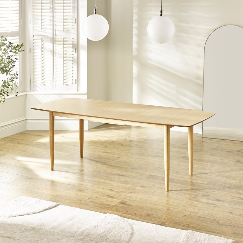 Eriksson Oak Effect Rectangular Extending Table With Arvey Oak Veneer Chairs - Responsibly Sourced   