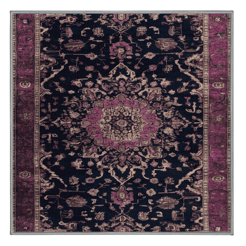 Machine Washable Overdyed Brown Area Rug, Square 3'