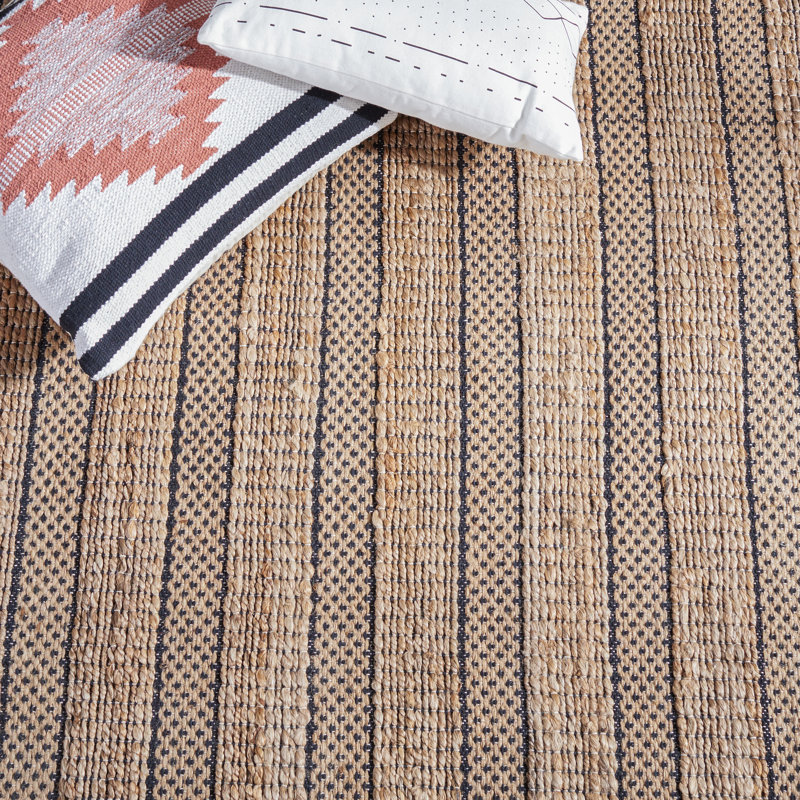 Sonnenberg Striped Flatweave Black/Natural Area Rug, Rectangle 4' x 6'