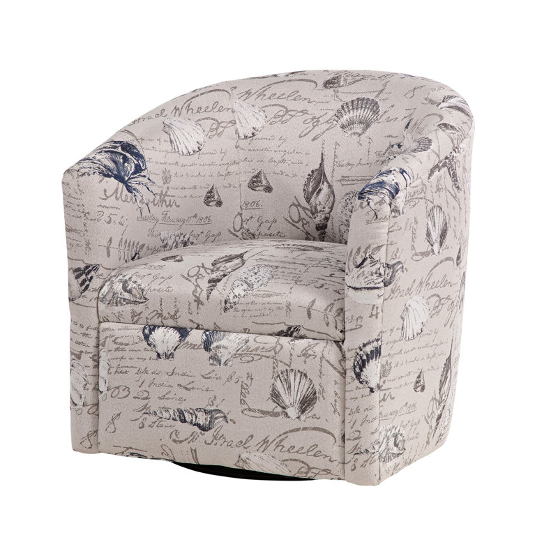 Fauteuil rotatif confortable avec cadre pivotant à finition grise, thème bord de mer