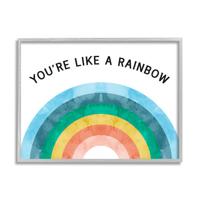 You’Re Like A Rainbow Expression Watercolor Motif Arches Grey Farmhouse, H 11 po x l 14 po x P 1,5 po, Cadre gris