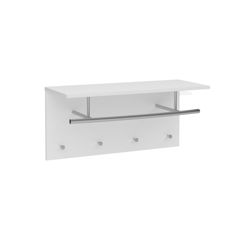 Wall 4 - Hook Wall Mounted Coat Rack, White