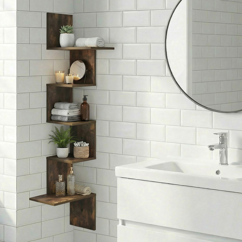 Authement 5 Piece Wall Shelf, Amber Pine