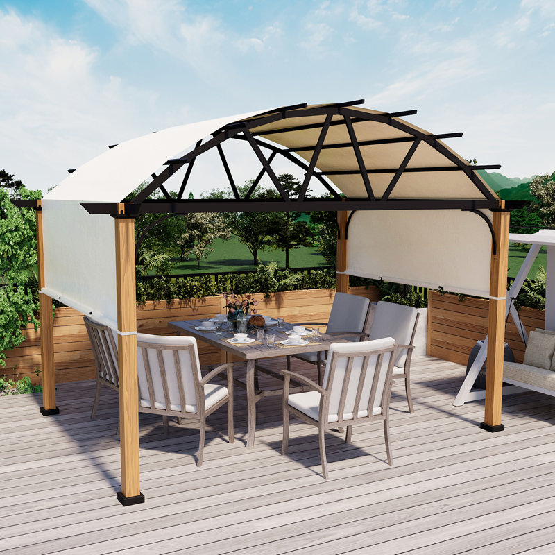 Happatio Aluminum Pergola with Canopy, 13 ft. W x 10 ft. D