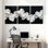 Abstrait blanc sculptural vagues sur fond noir, ensemble de 3 impressions d'art sur toile