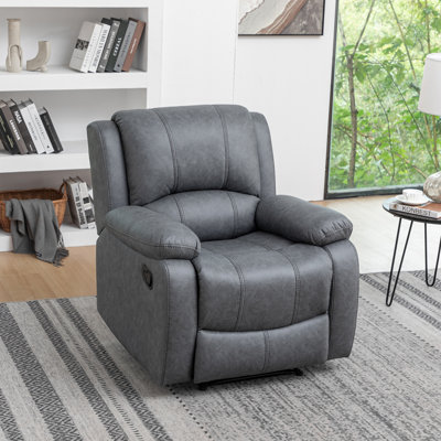 35" Wide Breathable Leather Manual Upholstered Recliner Chair