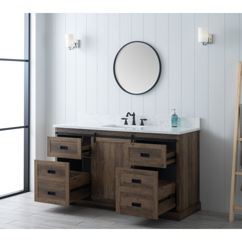 Ensemble de meuble-lavabo simple 60 po Cayden, Canella brun