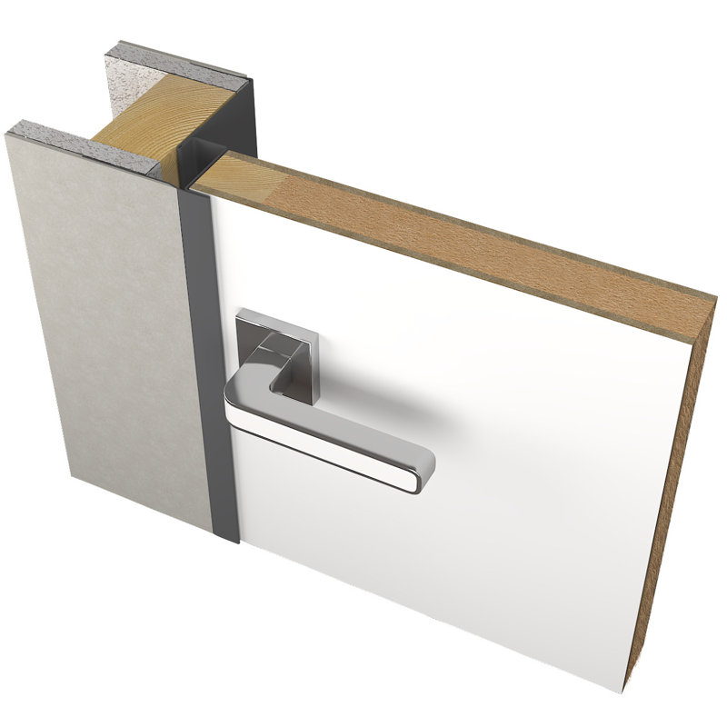 Porte intérieure inversée invisible en bois manufacturé à noyau solide sans cadre, 30 po x 80 po, Gauche, Blanc apprêté