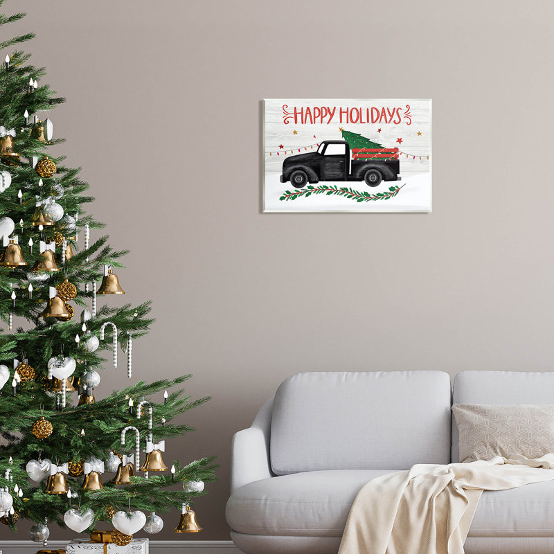 Joyeuses Fêtes, arbre de Noël at-229, H 13 po x l 19 po x P 0,5 po, Bois