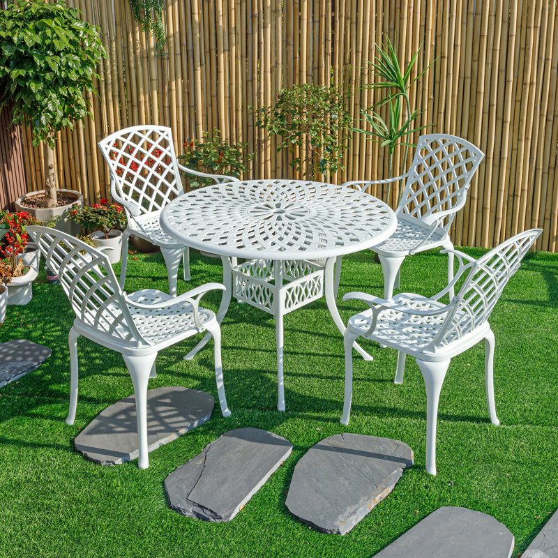  Timeless Beauty- Stylish Cast Aluminium Bistro Set, White