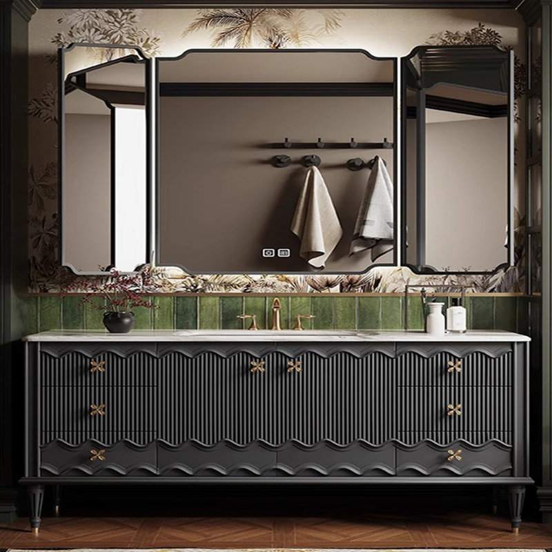 Retro floor-standing bathroom cabinet, 78.74", Gray