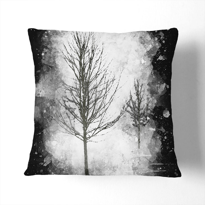 Winter Trees Abstract Cushion with Filling, 55cm H x 55cm W x 20cm D