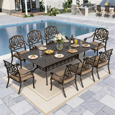 Afat 8 - Person Patio Dining Set with Rectangular Table , Cushions Included