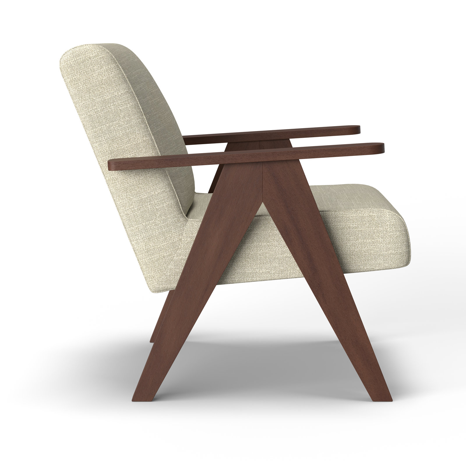 Luna Upholstered Accent Chair, Ivory, Dark Walnut