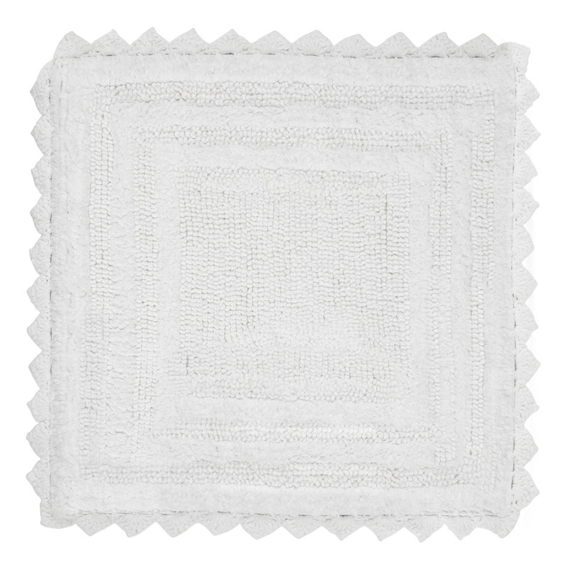 Tapis de salle de bain Janek, Blanc, 2 pièces (ovale 17 po x 24 po | 20 po x 20 po)
