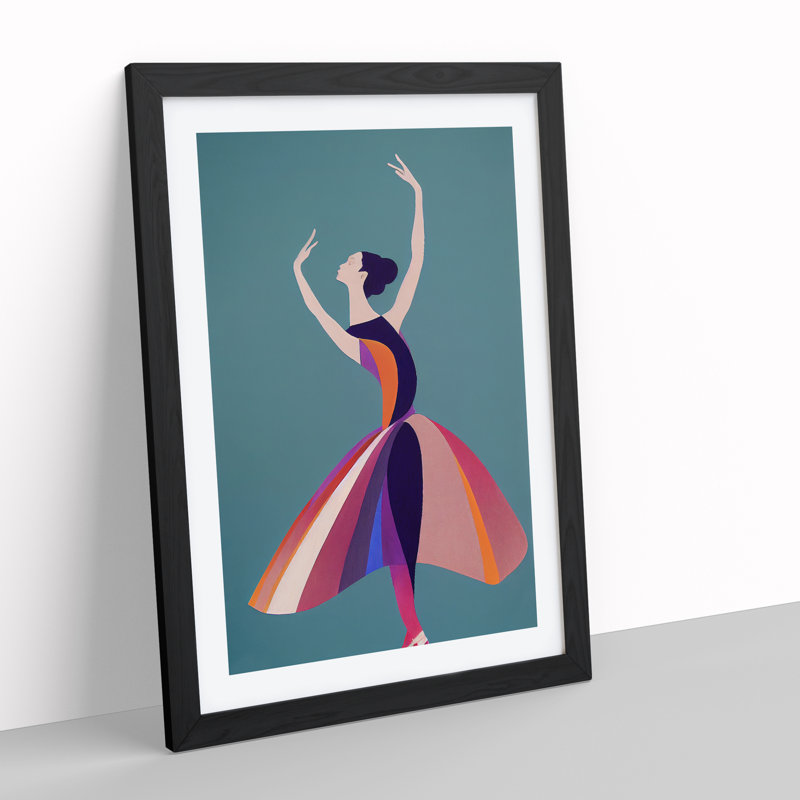 Pop Art Ballerina No.5 - Single Picture Frame Print, Black Framed, 64cm H x 46cm W x 2cm D
