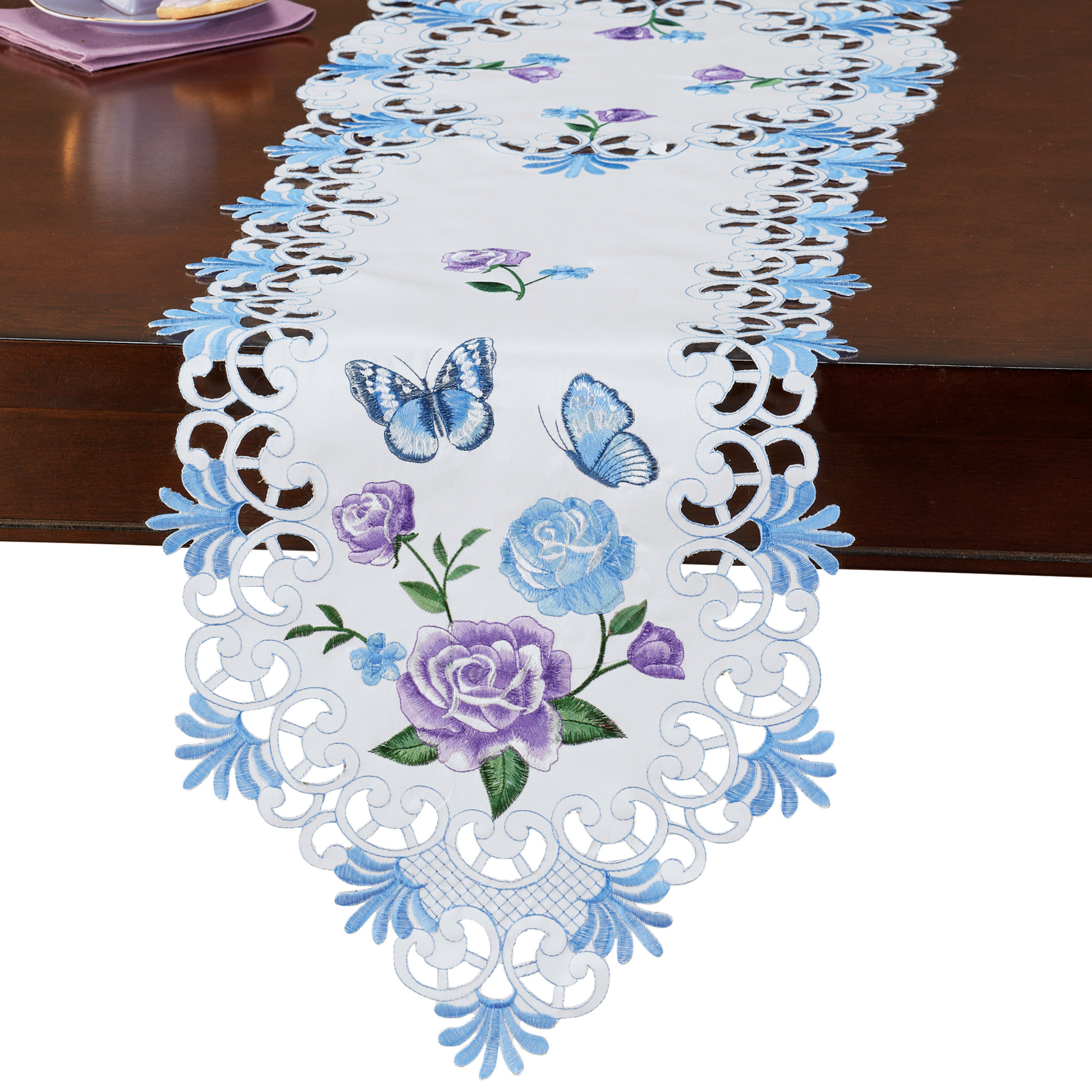 August Grove® Amra Rectangular Floral Polyester Table Runner | Wayfair