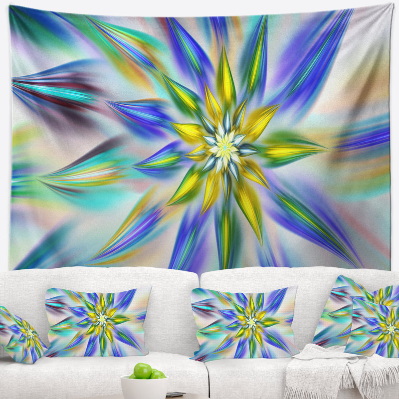 Tapisserie florale bleue, H 68 po x l 80 po