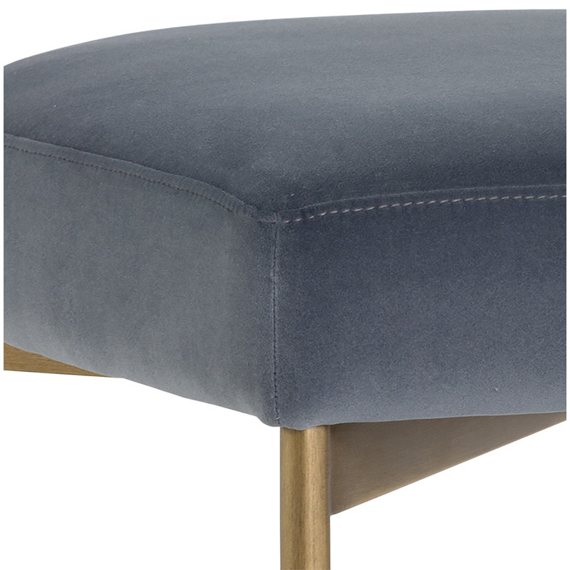 Seneca Upholstered Dining Chair, Slate Velvet, Antique Brass