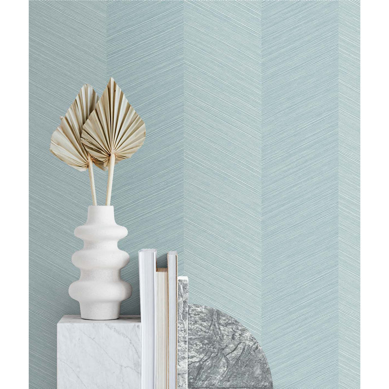 Chevron Vinyl Peel & Stick Wallpaper Roll, Blue Bell