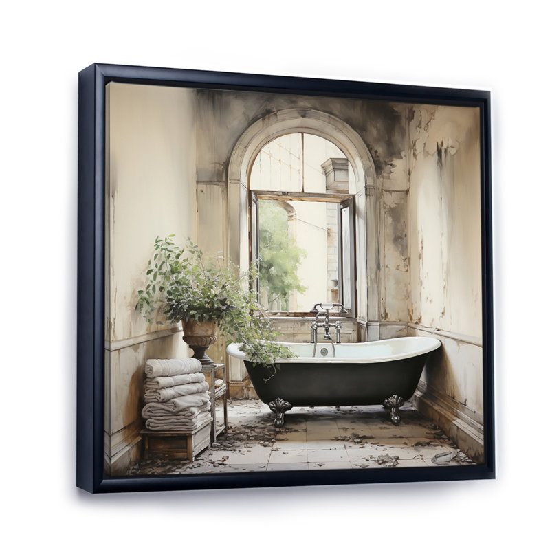 «Bath Bath» de Tranquility II - art mural, H 30 po x l 30 po x P 1 po, Cadre flottant noir