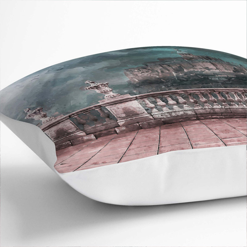 Mont St. Michel in Normandy France Cushion with Filling, 55cm H x 55cm W x 20cm D, White