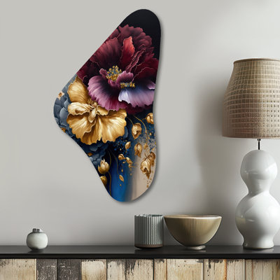 Kemmel - Irregular Shape Floral Metal Wall Decor, Asymmetrical Metal Wall Sculpture Print