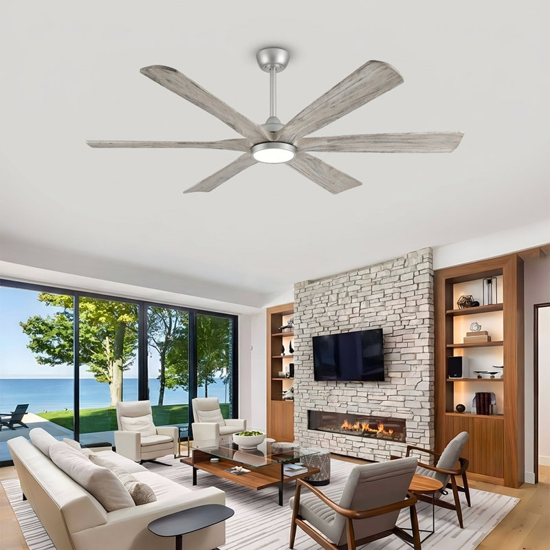 60"/72" Farmhouse Ceiling Fan With Light, Solid Wood Ceiling Fan With Remote & App Control, Quiet Dc Reversible Motor, 6 Speeds, Timer & Memory Function