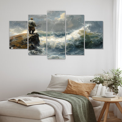 Cliffside Ocean Fishing - Chasse et pêche, ensemble de reproductions d'art mural