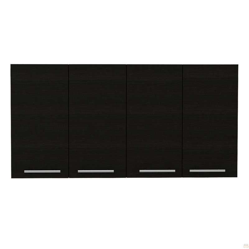 Rectangle Four Swing Doors Wall Cabinet, Wenge