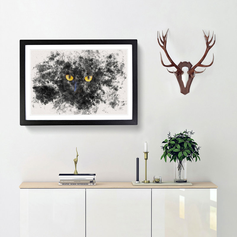 Eyes of a Cat - Picture Frame Paint Print, Black Framed, 62cm H x 87cm W x 2cm D