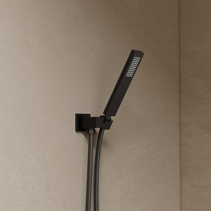 Ensemble de système de douche thermostatique numérique, pomme de douche à pluie à DEL 12 po avec valve brute, Noir mat