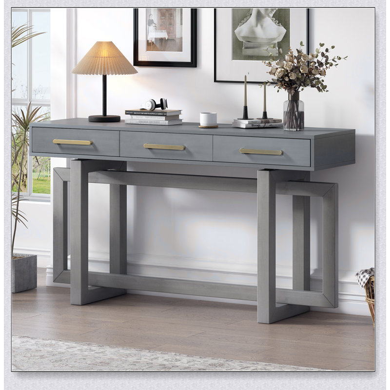 Console élégante avec trois tiroirs, table d'entrée très longue pour les espaces modernes et traditionnels